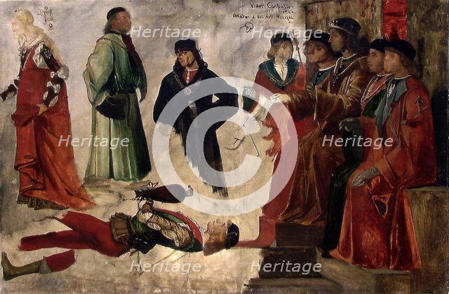 Figure Studies after 'The Amassadors of England' - Copy after Vittore Carpaccio, 1875. Creator: Eilif Peterssen.