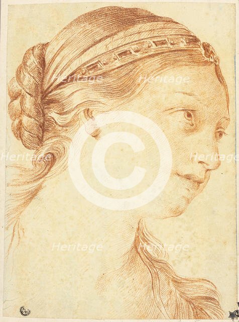 Woman's Head in Three-Quarter Profile to Right, n.d. Creator: Louis Marin Bonnet.