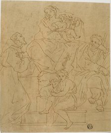 Holy Family with Saint Francis of Assisi and the Infant John the Baptist, after 1612. Creator: Unknown.