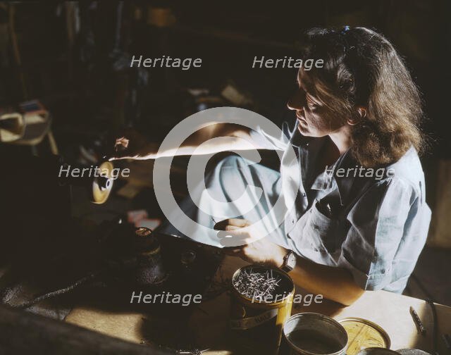 Formerly a sculptress and designer of tiles, Dorothy Cole converted..., Glenview, Ill., 1942. Creator: Howard Hollem.