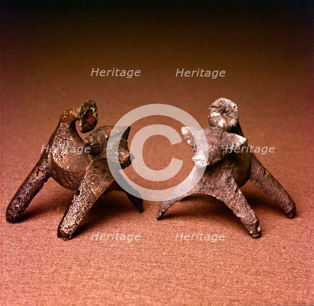 Pair of Celtic Bronze Bulls, Bulbury Camp, Dorset, England, c1st century BC - c1st century. Artist: Unknown.