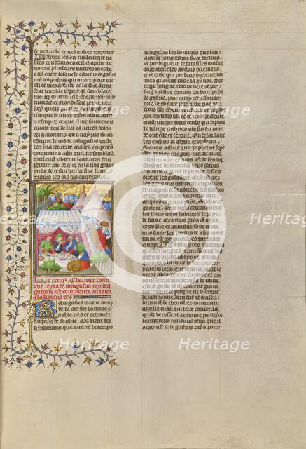 The Romans Feast in an Encampment While the Goths Starve, about 1413-1415. Creators: Boucicaut Master, Workshop of the Boucicaut Master.