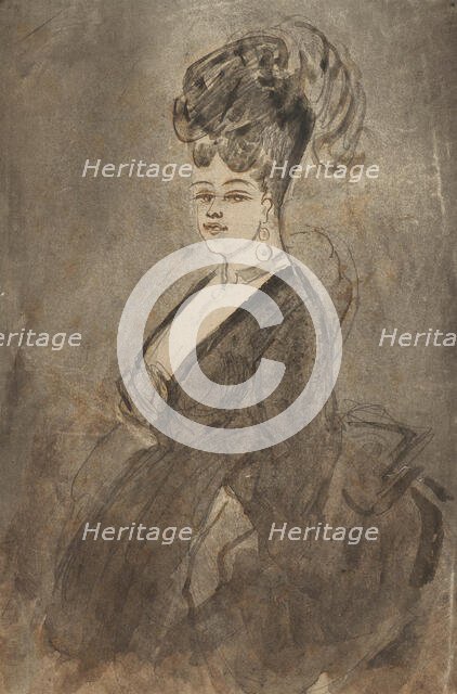 Three-Quarter Length Portrait of a Woman, 1865/70. Creator: Constantin Guys.