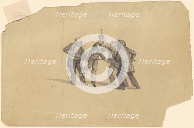 Study for "Militia Training" [recto], c. 1841. Creator: James Goodwyn Clonney.