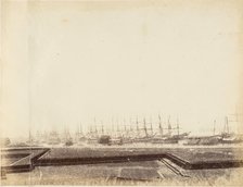 [Shipping in the Hooghly near Fort, Calcutta], 1850s. Creator: Captain R. B. Hill.