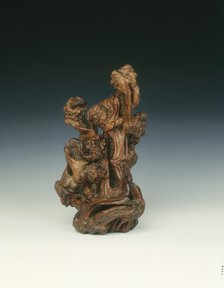 Sculpture of a man gazing at a goose, Qing dynasty, 18th century. Artist: Unknown