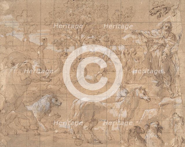 Garden of Eden; Creation of the Animals, 16th century. Creator: Anon.