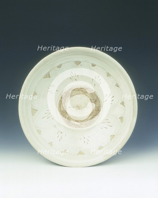 Stoneware bowl with sgraffito floral pattern, Jin dynasty, China, 12th-early 13th century. Artist: Unknown