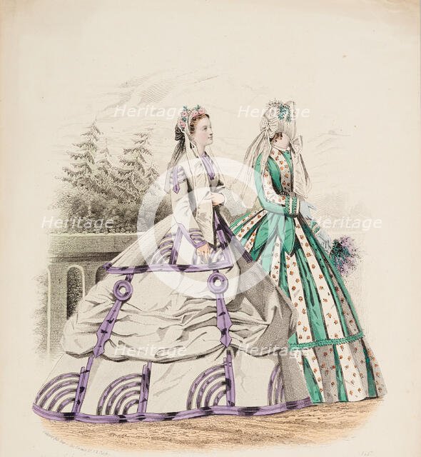 Fashion Plate - Petit Courrier des Dames 'Modes de Paris', 1866-67. Creator: Gilquin fils.