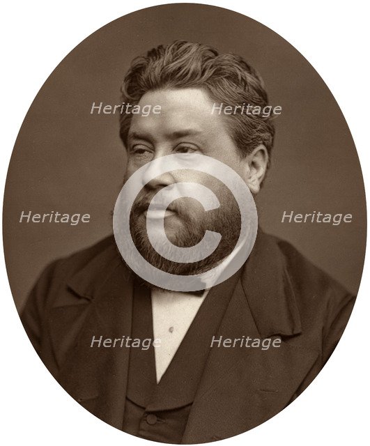Reverend Charles Haddon Spurgeon, pastor of the Metropolitan Tabernacle, 1880. Creator: Lock & Whitfield.
