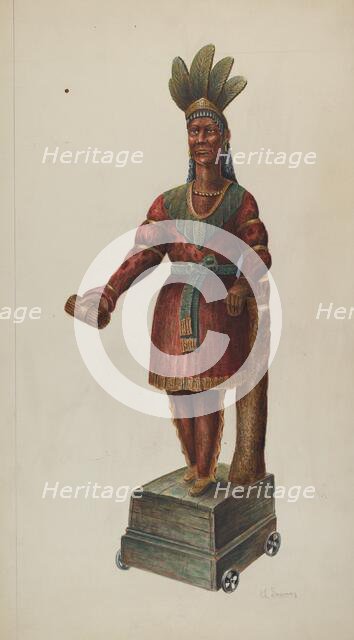 Cigar Store Indian, c. 1937. Creator: Charles Bowman.
