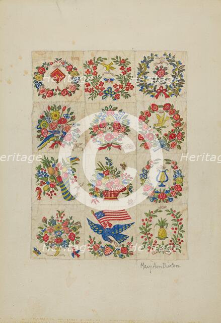 Applique Quilt (Friendship Quilt, or "Baltimo re Bride's Quilt"), c. 1942. Creator: Mary Ann Burton.