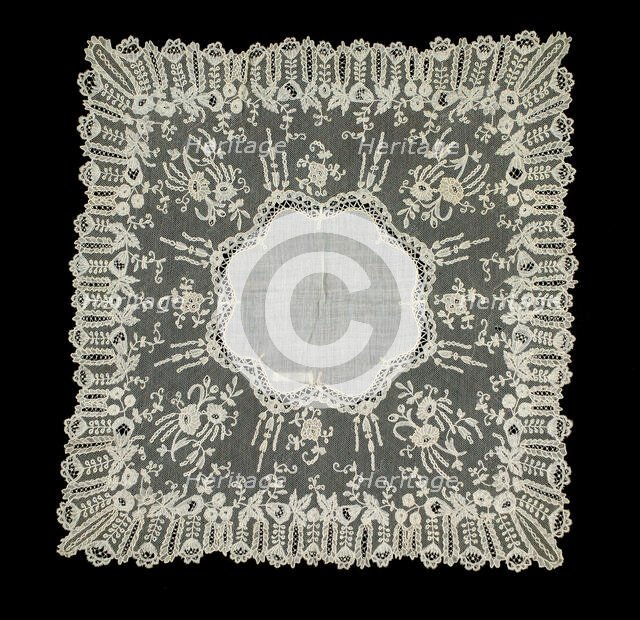 Handkerchief, Belgian, third quarter 19th century. Creator: Unknown.