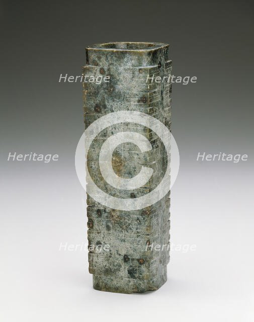 Cong, Neolithic period (ca.8000-2000 BC), Liangzhu Culture, ca. 3000-2000 B.C. Creator: Unknown.