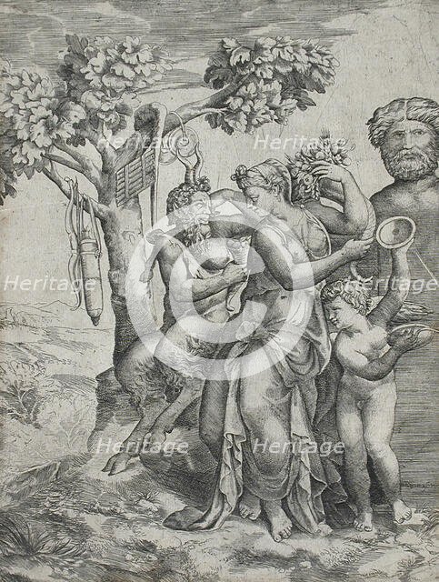 Pomona and Pan, 1550s. Creator: Giulio Bonasone.