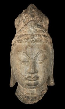 Head of a Bodhisattva, Tang dynasty, first half 8th century. Creator: Unknown.