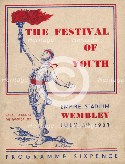 The front cover of the programme for The Festival of Youth, 1937. Artist: Unknown.