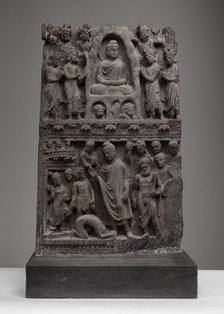 Buddha Shakyamuni Meditating in the Indrashala Cave and Buddha Dipankara [bottom], 2nd/3rd cent. Creator: Unknown.