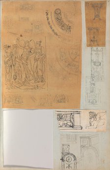 Page from a Scrapbook containing Drawings and Several Prints of Architecture, Int..., ca. 1800-1850. Creators: Workshop of Charles Percier, Workshop of Pierre François Léonard Fontaine.