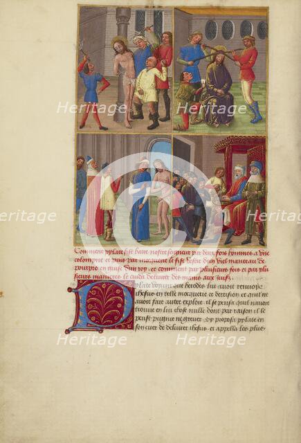 The Flagellation: The Crowning with Thorns: The Mocking of Christ..., about 1480-1490. Creators: Master of Guillaume Lambert, Workshop of Master of Guillaume Lambert.