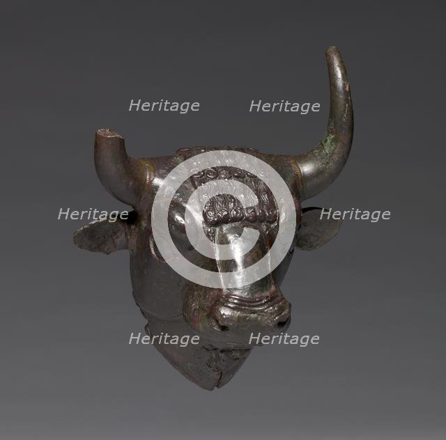 Bull Head Attachment, c. 700-600 BC. Creator: Unknown.