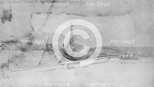 'Plan of an Embankment for Diverting the Arno', c1480 (1945). Artist: Leonardo da Vinci.