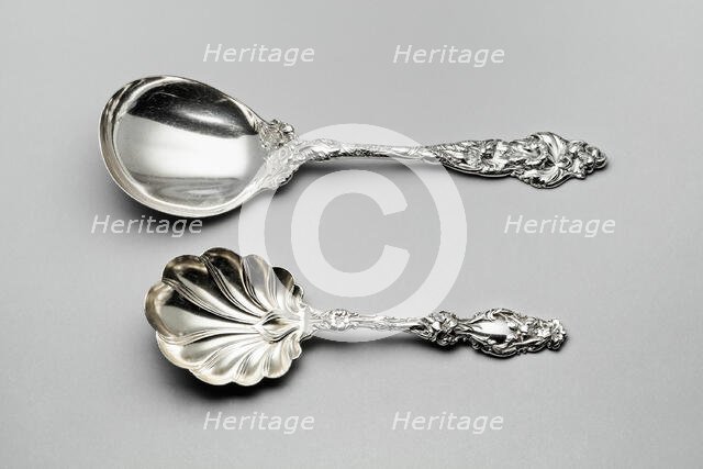 Serving Spoon, 1903, and Berry Spoon, 1902. Creators: Reed and Barton, Whiting Manufacturing Co.