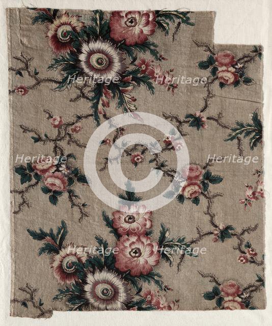 Glazed Chintz Fragment, c. 1840. Creator: Unknown.