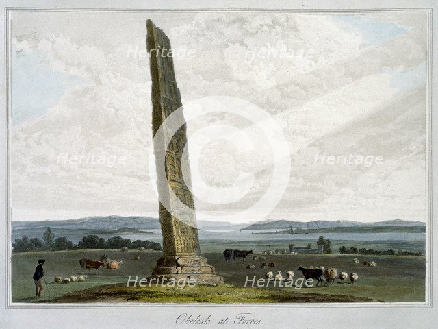 'Obelisk at Forres', Moray, Scotland, 1821. Artist: William Daniell
