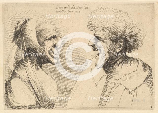 A deformed couple facing each other, 1645. Creator: Wenceslaus Hollar.