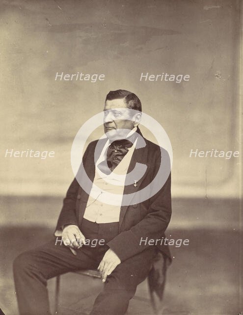[Seated Man in White Vest and Dark Coat], 1850s-60s. Creator: Franz Antoine.