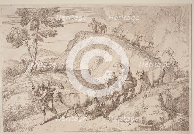 An Elderly Shepherd Leading the Flock, 1758/1759. Creator: Gaetano Gherardo Zompini.