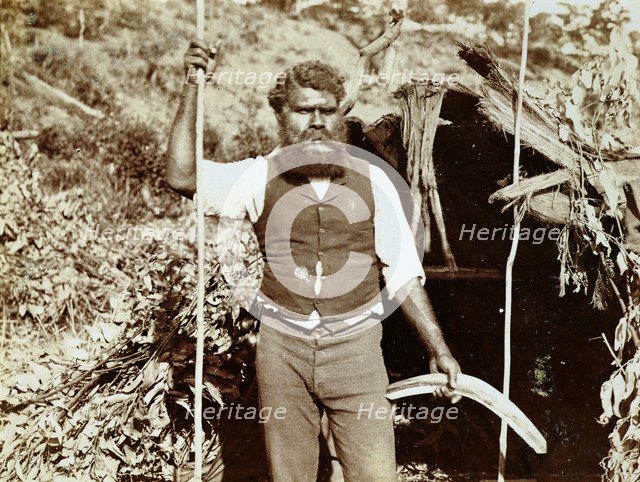 Australian aborigine with a boomerang, c1860s. Artist: Unknown