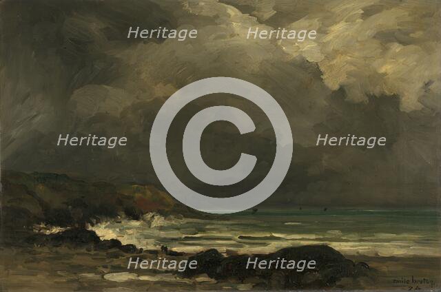 The Breakers, 1874. Creator: Emile Breton.