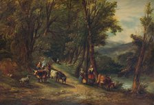 'Cattle and Figures in Wooded Valley with Stream', 1860, (1938). Artist: Alfred Vickers.