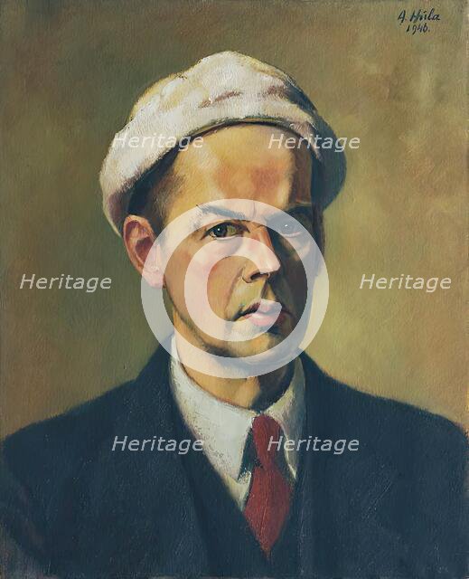 Self-portrait with a white cap, 1946. Creator: Anton Hula.