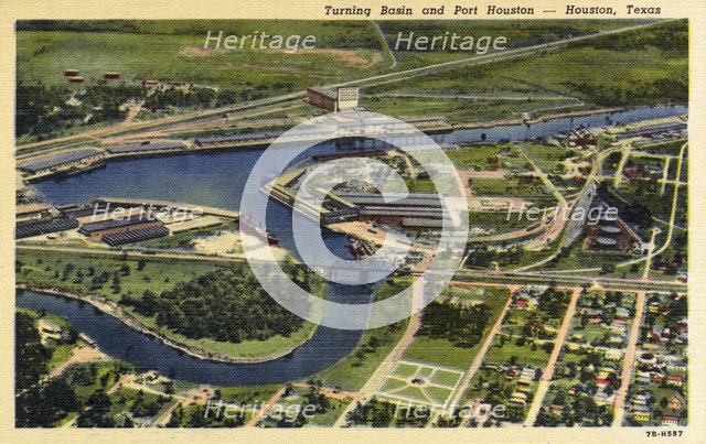Turning basin and Port Houston, Houston, Texas, USA, 1947. Artist: Unknown