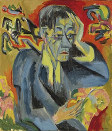 Portrait of the poet Leonhard Frank, 1917. Creator: Kirchner, Ernst Ludwig (1880-1938).