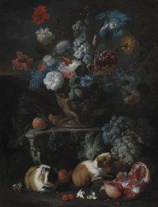 Flower Piece with Guinea Pigs, 1673-1724. Creator: Franz Werner von Tamm.