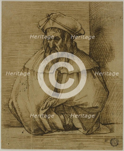 Half-Length Sketch of a Gentleman Wearing Hat and Cape, n.d. Creator: Bartolomeo Passarotti.
