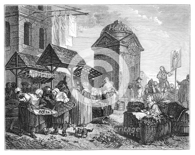 The Market At Maubert, (1885).Artist: Jeaurat