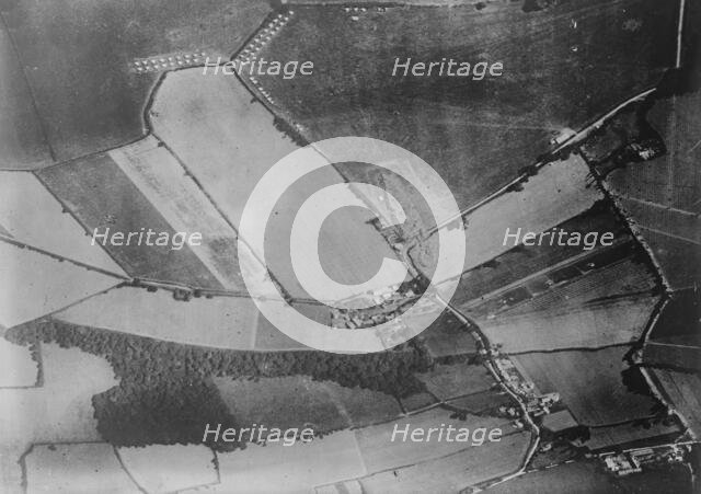 Wrecked Zeppelin from plane in Eng. [i.e. England], 1916. Creator: Bain News Service.