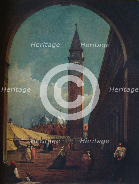 'Venice: A Fair in the Piazza San Marco Seen through an Archway at the South-West End', c1863. Artist: Unknown.