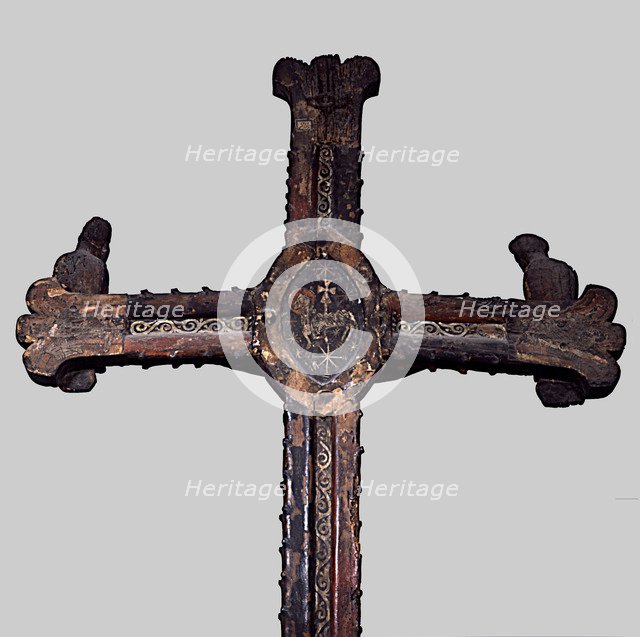 Back side of the calvary with the Virgin and Saint John called Tragó de Noguera.