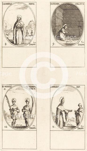 St. Romaricus; St. Leocadia; Sts. Mennas and Hermogenes; St. Damasus. Creator: Jacques Callot.