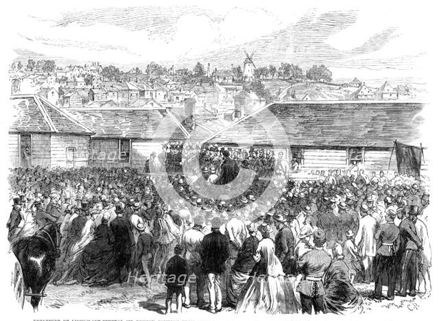 Departure of Lieutenant-General Sir Duncan Cameron from...New Zealand...farewell address, 1865. Creator: C. R..