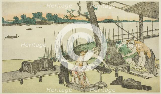Potters at Work - Imado, Japan, c. 1808. Creator: Hokusai.