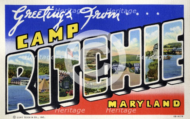 'Greetings from Camp Ritchie, Maryland', postcard, 1940. Artist: Unknown