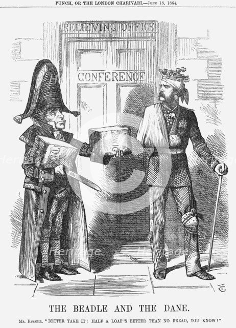 'The Beadle and The Dane', 1864.  Artist: John Tenniel