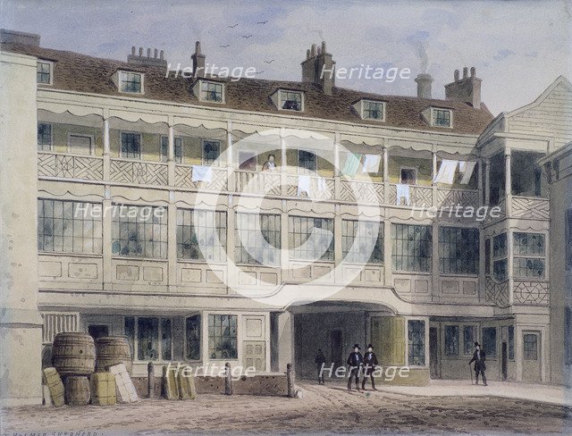 Belle Sauvage Yard, Ludgate Hill, London, c1850. Artist: Thomas Hosmer Shepherd